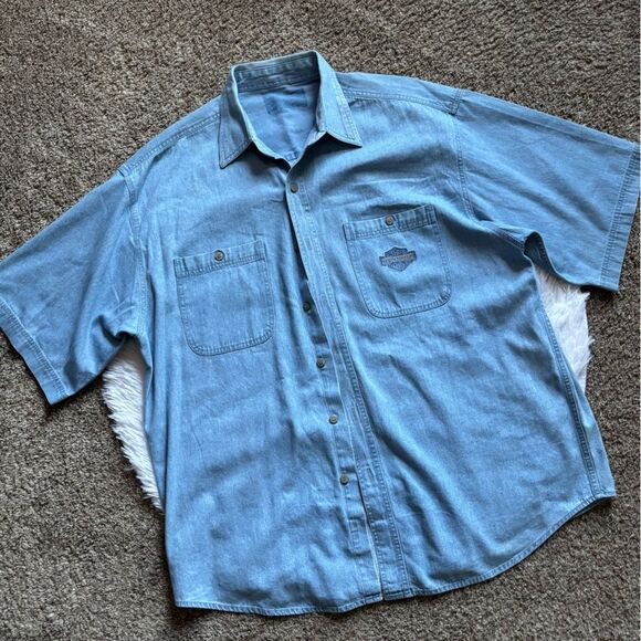 Harley-Davidson Other - Harley Davidson Denim Button Down Shirt Mens Size 3X
